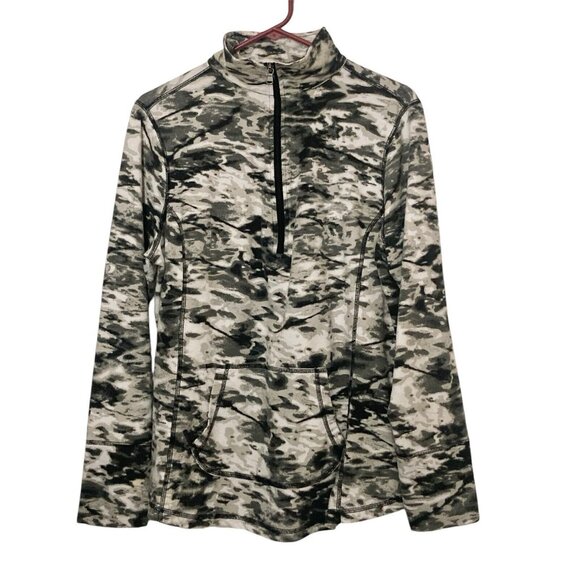 exertek Tops - Exertek Women’s Size 1X Black Gray White Camouflage 1/4 Zip Activewear Top L/S